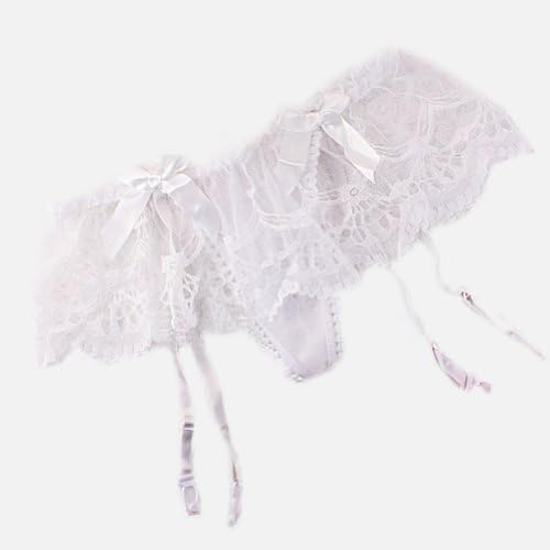 Wexinbuy Women Floral Lace Suspender G-String Hold Stocking Garter Belts White