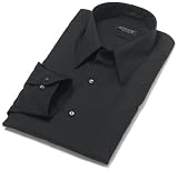 Arrow Men's Wrinkle Free Poplin Solid Long Sleeve, Deep Black, 15 - 32/33