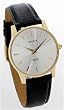 GENEVE Men's Solid 14 Karat Gold Watch with Black Leather Strap. Model: GE-2258-SSBL
