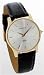 GENEVE Men's Solid 14 Karat Gold Watch with Black Leather Strap. Model: GE-2258-SSBL