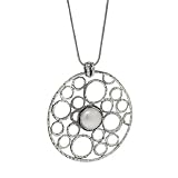 Refined Circle Sterling Silver Pendant with White Pearl