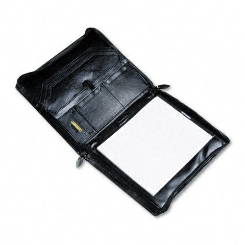 Leather Pad Holder/Organizer Portfolio with Zipper, Letter Size, Black (BND545107BLK)