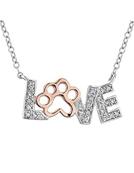 ASPCA(R) Tender Voices(R) Two-Tone Diamond Love Paw Pendant 1/10ctw