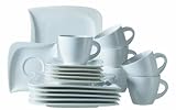 Verso 921172 La Musica New Bone Kaffeeservice 18-teilig mit je 6 Tassen, Untertassen, Dessertteller