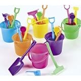 12 Sand Pail Beach Play Sets, small 3.25 Bucket w/Rake, Scoop and Shovel- 12 sets