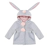 （アイム）iiniim　ベビーコート　ジャンパー　赤ちゃん服　可愛い　兎耳　ウサギ　帽子付き　ポンポン　ふわふわ　秋冬　防寒　女の子　ジャケット　アウターウェア　プレゼント　日常　6-24ヶ月　3色 