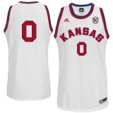 NCAA adidas Kansas Jayhawks #0 60th Anniversary Retro Replica Basketball Jersey - White (Medium)