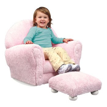 Toys: KidKraft Upholstered Rocker w/Ottoman   Pink Chenille