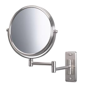 Jerdon First Class, 8" Wall Mount Mirror, 5X-1X Magnification, Nickel Finish