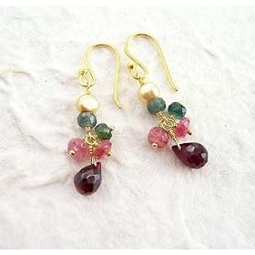 Gemstone and 18k Gold Vermeil Earrings