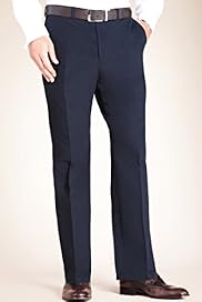 Collezione Pure Cotton Flat Front Textured Straight Leg Trousers