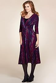 Per Una Crossover V Neck Striped Flared Hem Dress