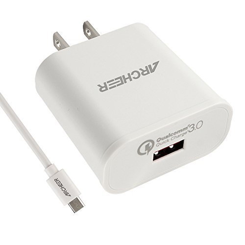 Quick Charge 3.0, Archeer 18W USB Wall Charger (Quick Charge 2.0 Compatible) for Galaxy S6/S7/Edge/Plus, Note 4/5, Nexus 6, Samsung Fast Charge Qi Wireless Charging Pad and More, White