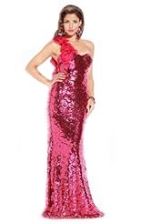 One Shoulder Chiffon/Taffeta/Tulle Beaded Applique Lace Sequined Crystals Crystal Bridesmaid Dress 