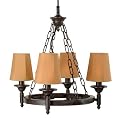 Royce Lighting RLCH5104/4-17 4-Light Outdoor Chandelier with Ochre Fabric Shades, Cognac