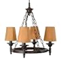 Royce Lighting RLCH5104/4-17 4-Light Outdoor Chandelier with Ochre Fabric Shades, Cognac