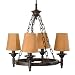 Royce Lighting RLCH5104/4-17 4-Light Outdoor Chandelier with Ochre Fabric Shades, Cognac