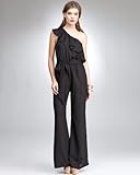 IMAGE OF Ruffle One Shoulder Jumpsuit - PETITES - BLACK (XXSP)