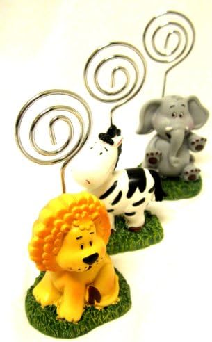 Safari Animals Place Card Holder Set Elephant Lion Zebra Favors Birthday Shower