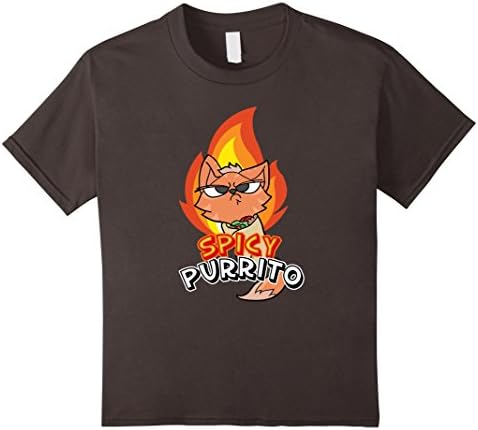 Kids Spicy Purrito Mexican Hot Burrito Cute Funny Kitty Tee Shirt 10 Asphalt