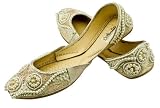 FREE ANKLET with Starlite Ladies / women Beaded & Diamante White Leather Khussa Fashion Shoes / Pumps