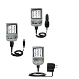 Deluxe Kit for the PalmOne Treo 90 includes a USB cable with Car and Wall Charger - Gomadic Brand w/ TipExchange Technology