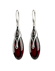 Royal Cherry Amber Sterling Silver Drop Collection Large Leverback Earrings