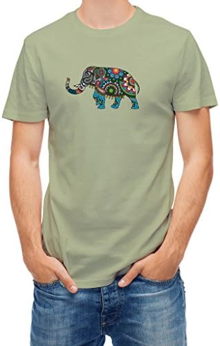 T shirt Indian Elephant silhouette Green Sage S