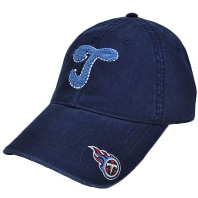NFL Tennessee Titans Navy Light Blue Womens Ladies Chenille Hat Cap Garment Wash