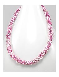 Light Pink Seed Bead Necklace In Zinc