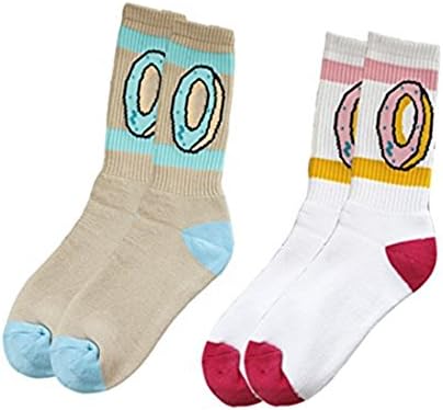 Odd Future OFWGKTA Trippy DONUT Crew Socks 2 Pairs (Yellow&amp;White)