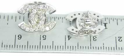 Authentic 14k Gold SOLID and 0.26 Carat Diamond CC Earring CC Studs Best Gift for Special Occasion