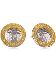 Goldtone Finish and Sterling Silver Hammered Round Stud Post Earrings