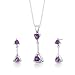 Sterling Silver 1.50 carats total weight Trillion Cut Amethyst Pendant Earrings and 18 inch Necklace Set
