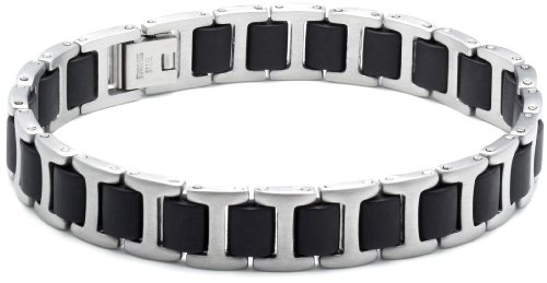 Fashion Steel Unisex-Armband Edelstahl Glieder Kautschuk Zwischenglied 21 cm 08311K307 Preisvergleich