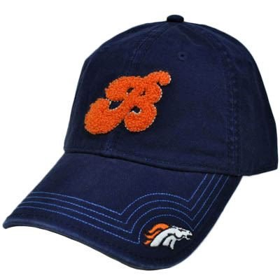 NFL Denver Broncos Navy Blue Orange Womens Ladies Chenille Hat Cap Garment Wash