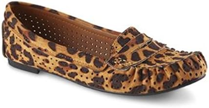 SM New York Womens Penny Tan/Brown Leopard-Print Loafer - Size 5.5 M