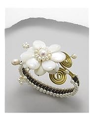 Flower Cuff Bracelet In Brass
