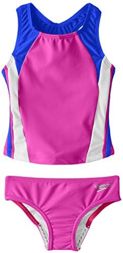 Speedo Little Girls' Infinity Splice Two Piece Swimsuit, Deep, 5