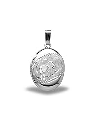 Sterling Silver Hand Engraved Oval 1/2 inch x 3/4 inch Sterling Silver
