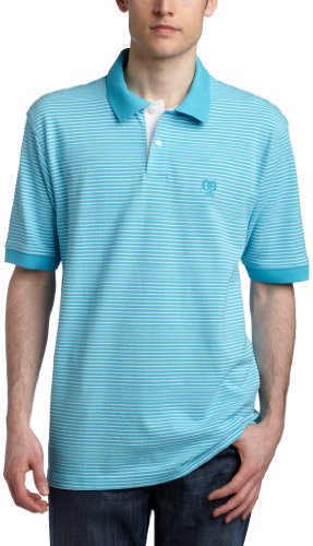 IZOD Men's Short Sleeve Feed Stripe Pique Polo,Luxury Turquoise