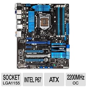 ASUS P8P67 LGA 1155 SATA 6Gbps USB 3.0 Supported Intel P67 ATX DDR3 2400 Motherboards P8P67 PRO REV 3.1