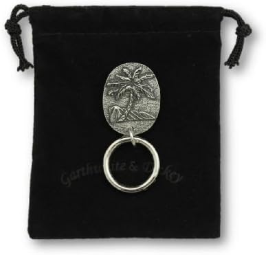 Antique Pewter Palm Tree Beach Theme Design - Smart Pin Magnetic Eyeglass Keeper Pin Badge Holder Brooch with Jewelry Bag and Made in USA (110)