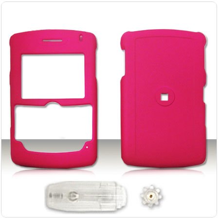 RUBBER Feel Hot Pink Hard Cover Case (with DETACHABLE BELT CLIP) For RIM BlackBerry 8800 8830 Snap-on