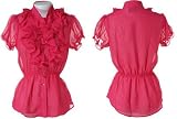 ROMEO & JULIET COUTURE Puff Sleeve Ruffled Chiffon Blouse