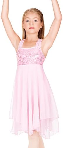 Child Sequin Bodice Chiffon Dress,N7093CPNKS,Pink,Small