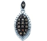 Brown Chocolate Diamond Pendant 10k White Gold Round (0.15 Carat)