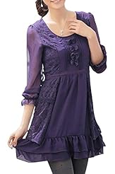 Tiered Lace   Scoop Neck Chiffon  Dress With a Bow(s) and a Sash  and Ruffles