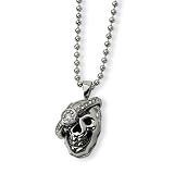 Men's Stainless Steel Skull with Diamond Ball Chain Necklace