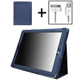 Kore Tech (TM) Leather Folio Case (Blue) with Flip Stand...